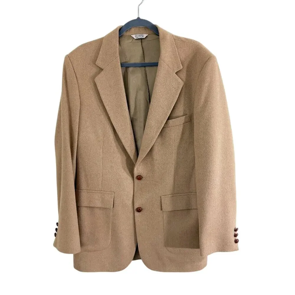 Vintage Hunt Valley Tan 100% Camel Hair Sport Coat Men's Size Large Made in USA
